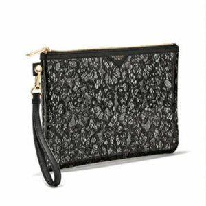 NWOT Victoria's Secret Black Lace Beauty Bag Wristlet